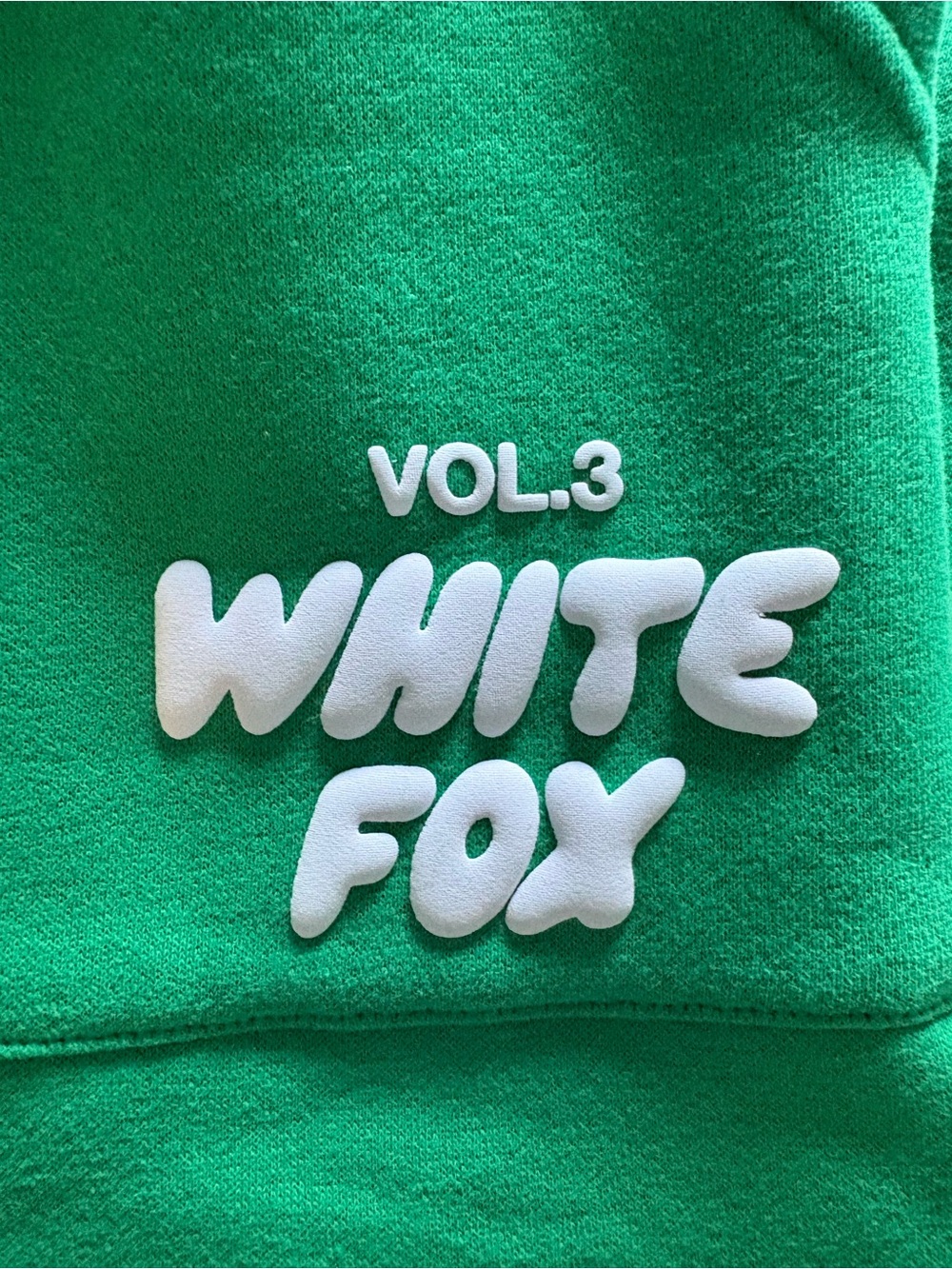 White Fox Boutique Green Track Joggers with White Foam Logo